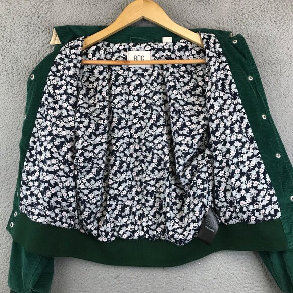 BDG Delia Corduroy Embroidered Varsity Jacket SZ XS Green - Picture 5 of 12